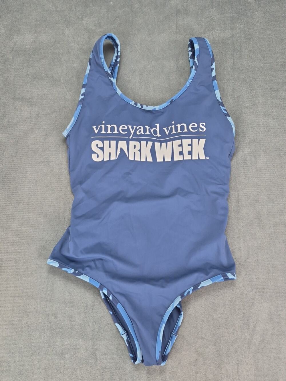 NEW Vineyard Vines Shark Week One Piece Swimsuit Blue XXS